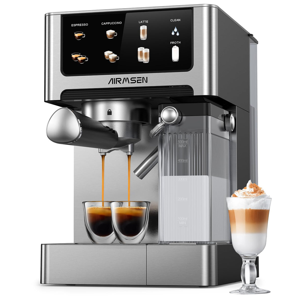 20 Bar Espresso Machine with Milk Frother, Stainless Steel, 60oz Water Tank K54497