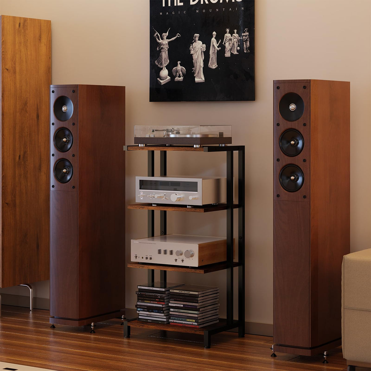 4-Tier Wooden AV Media Stand V1580