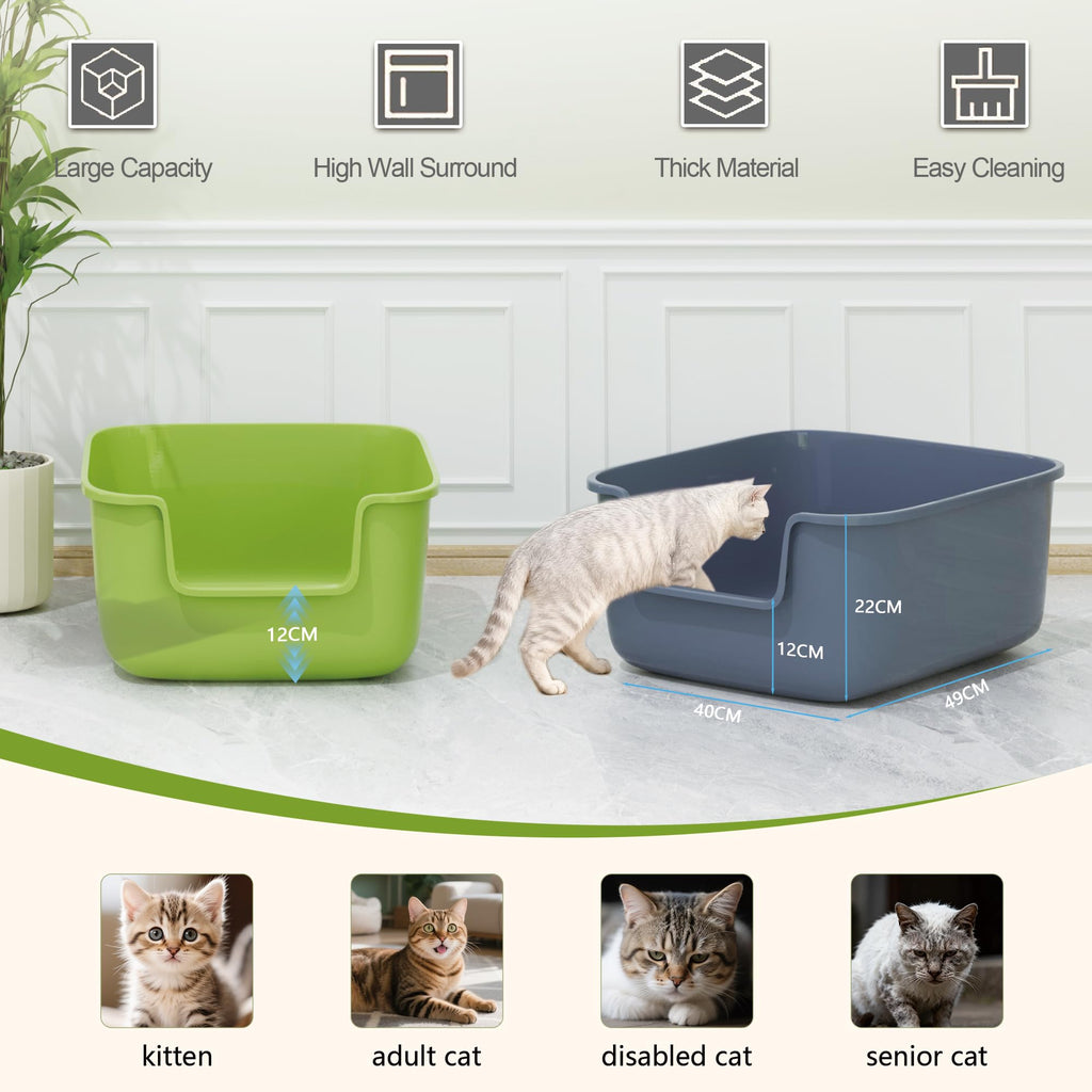 Large High Sided Cat Litter Box with Scoop 2 Pack X9417
