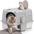 XL Stainless Steel Enclosed Cat Litter Box with Lid X191