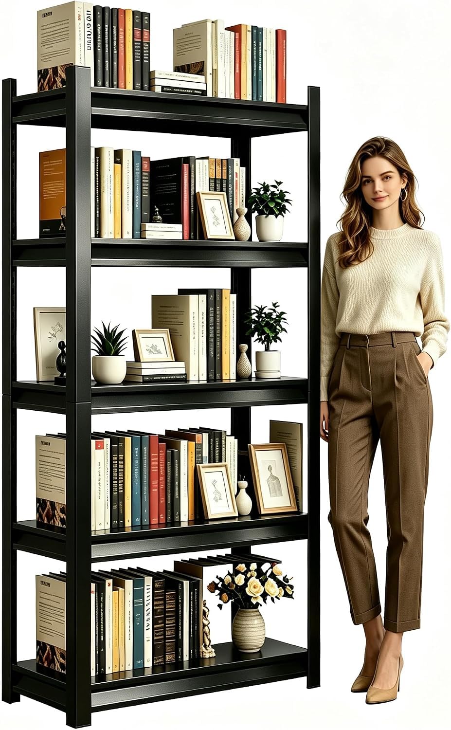5 Tier Heavy Duty Metal Bookshelf Z71526