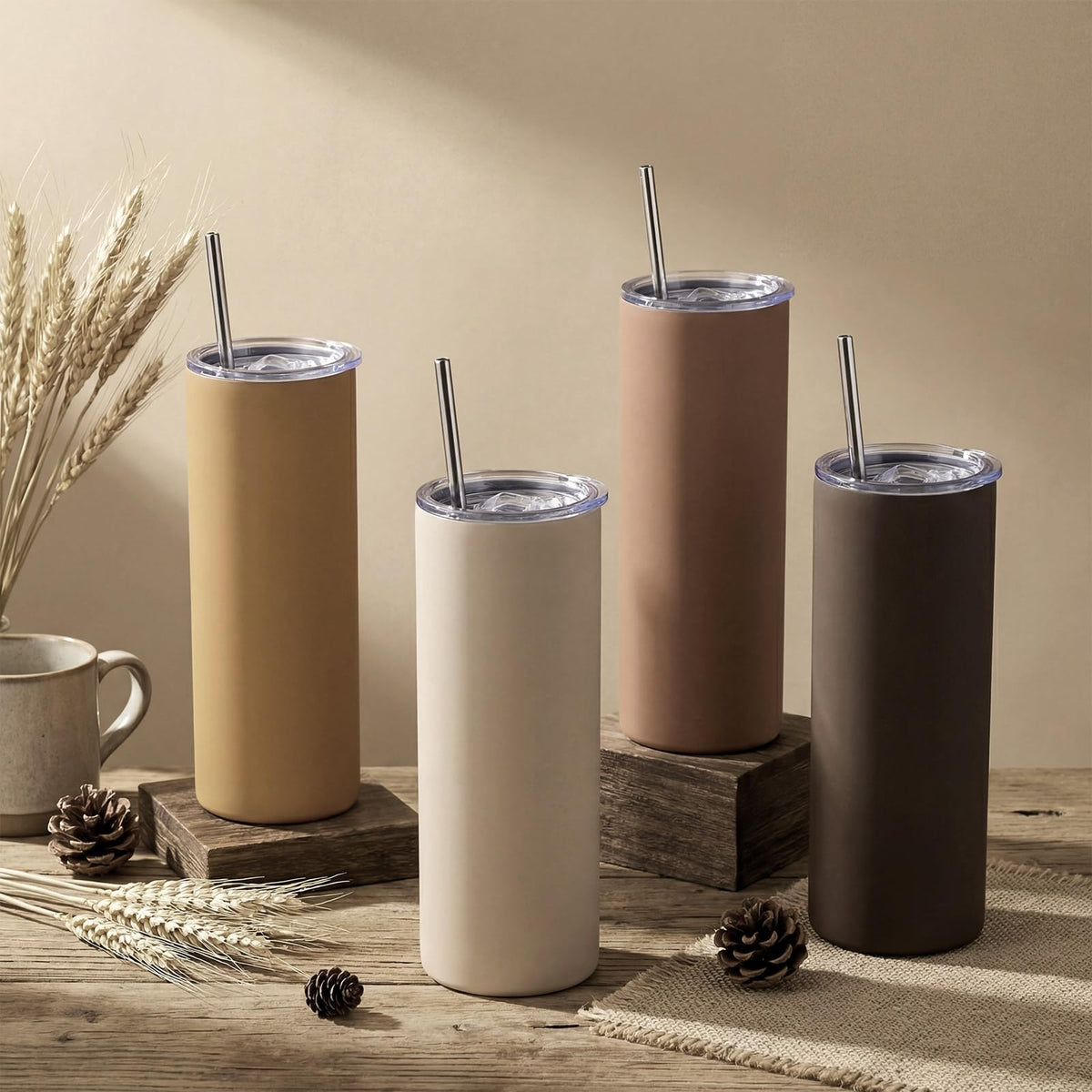 8 Pcs 20oz Insulated Stainless Steel Tumbler with Lid and Straw S509347