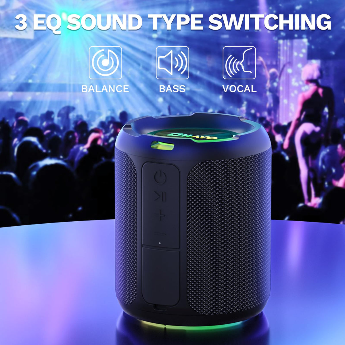 40W Wireless Portable Bluetooth Speaker with Lights, IPX7 Waterproof B72722
