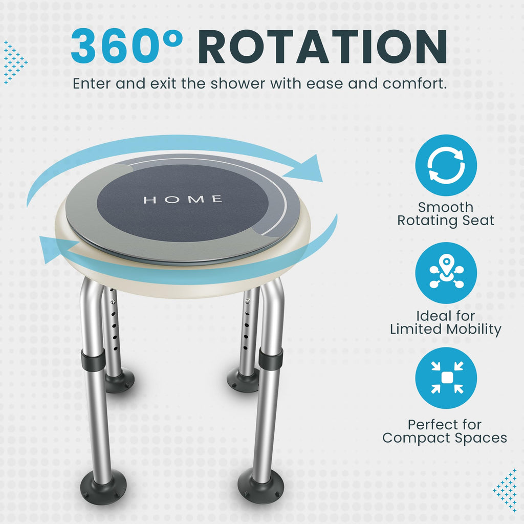 Adjustable Swivel Shower Stool with Non-Slip Feet M15110