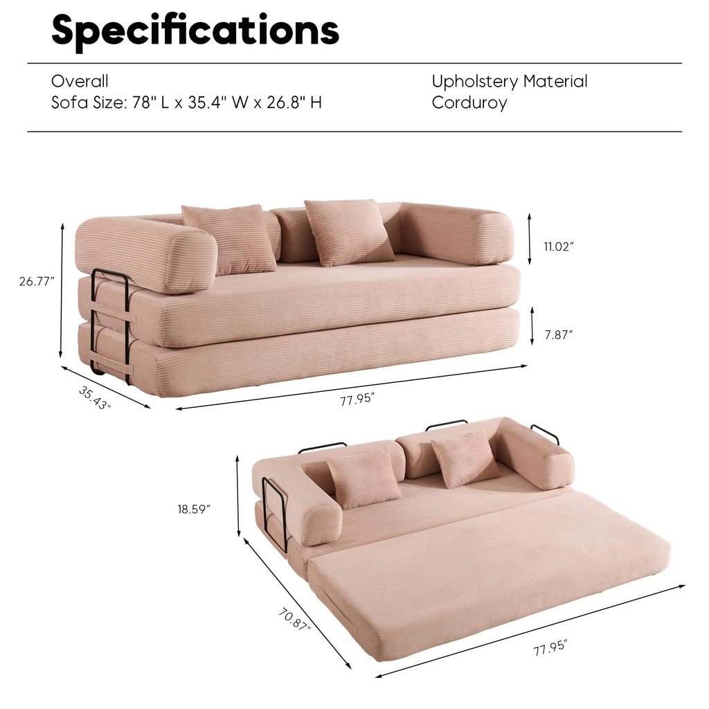 Pink Convertible Floor Sofa Bed D789