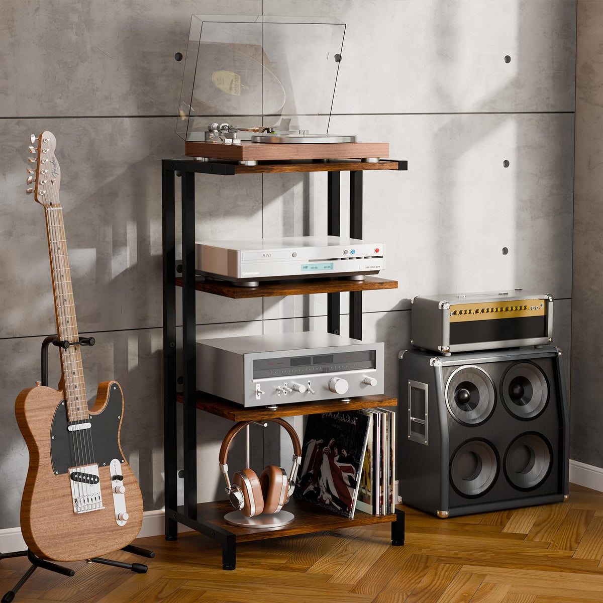 4-Tier Wooden AV Media Stand V1580