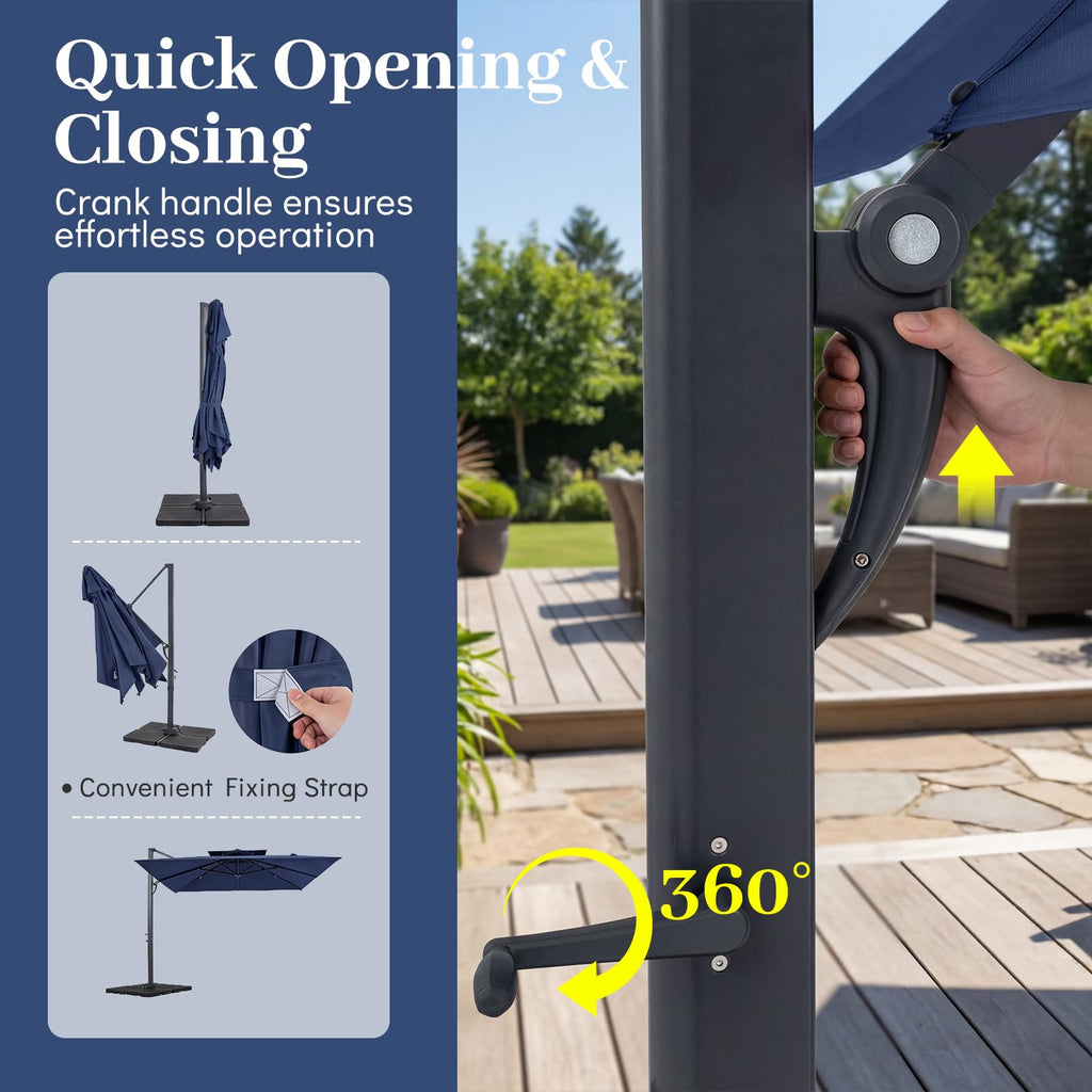 10 FT Navy Blue Cantilever Patio Umbrella M85804
