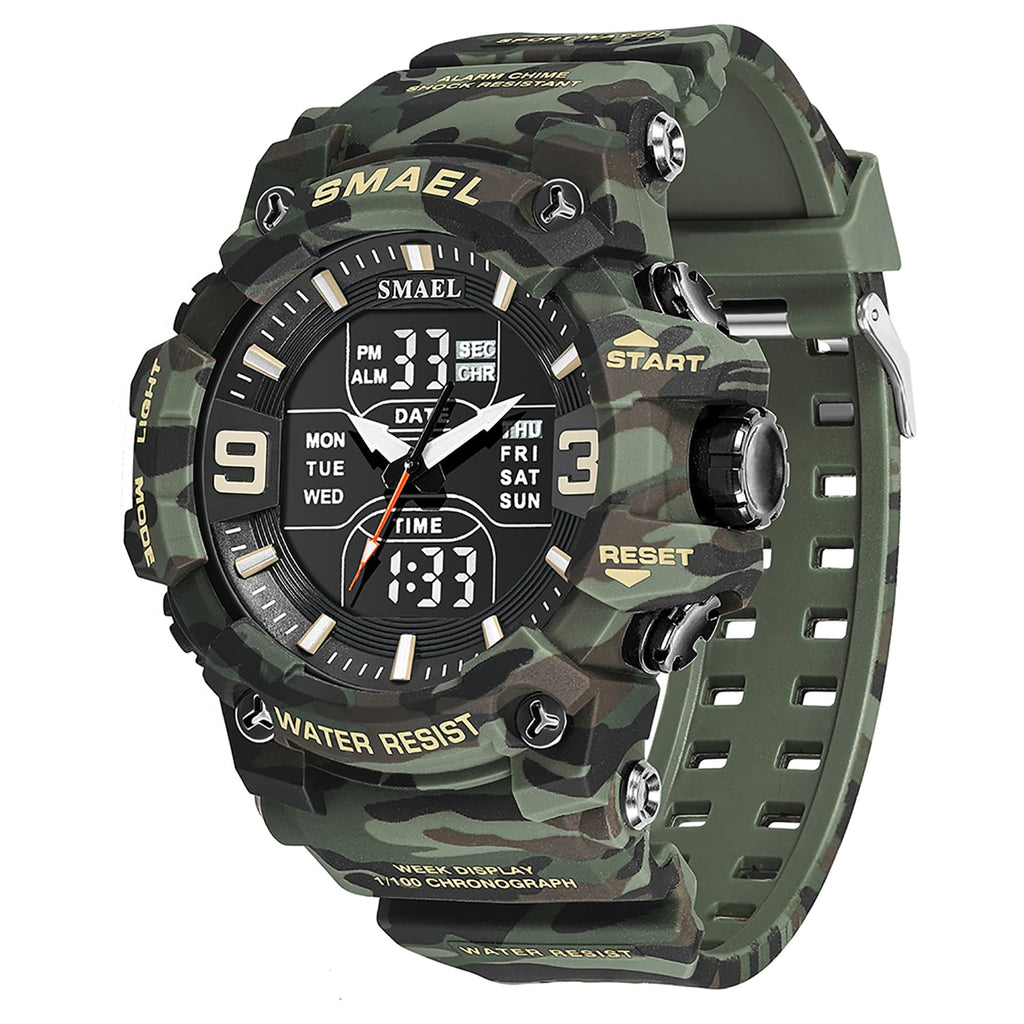Men Tactical Analog Digital Sport Watch 50M LED I524