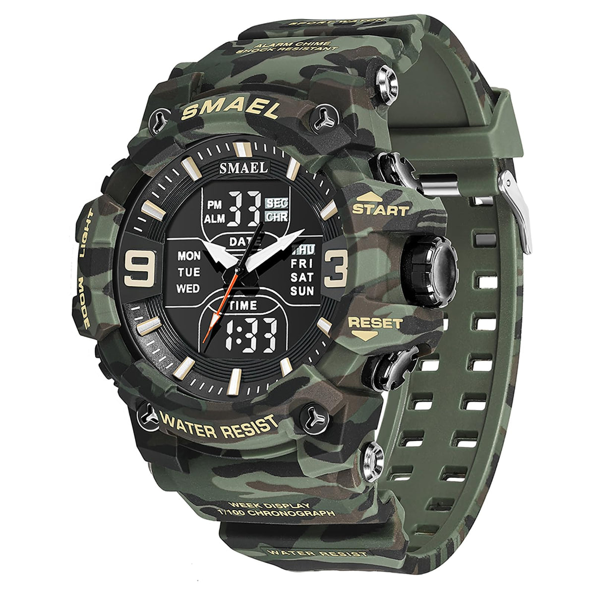 Men Tactical Analog Digital Sport Watch 50M LED I524