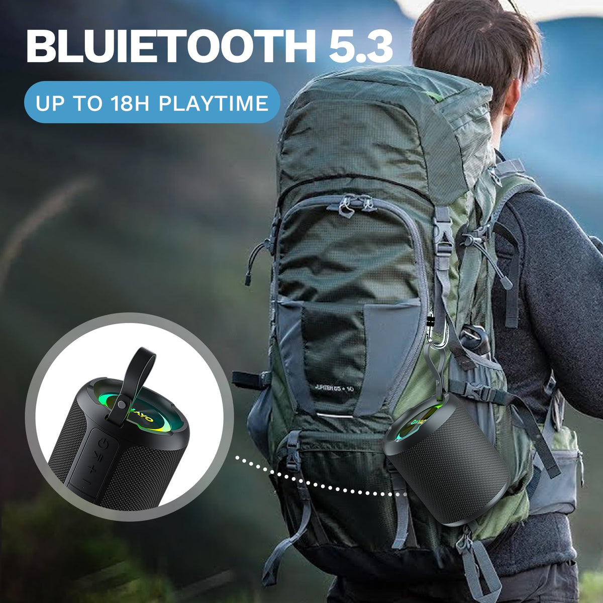 40W Wireless Portable Bluetooth Speaker with Lights, IPX7 Waterproof B72722