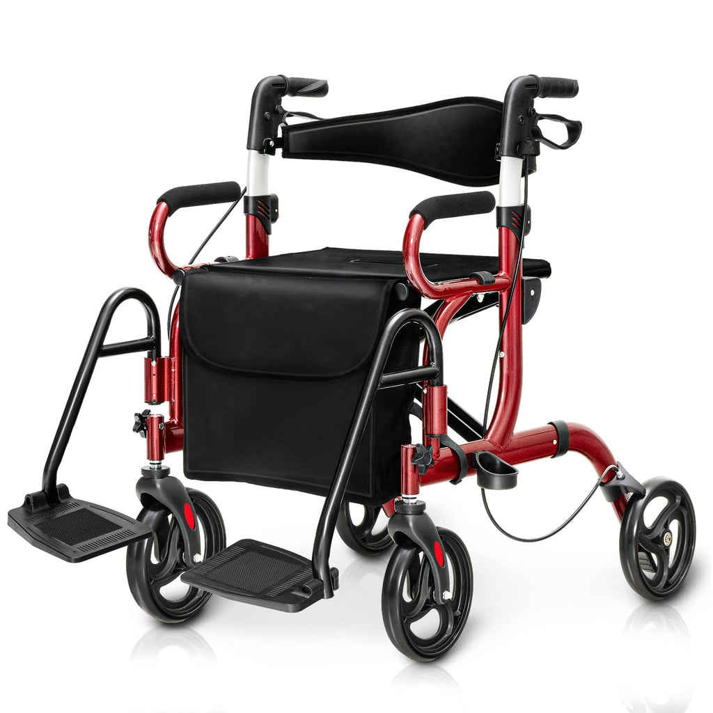 2 in 1 Folding Rollator Walker with Seat and 8" Wheels E213722