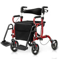2 in 1 Folding Rollator Walker with Seat and 8" Wheels E213722