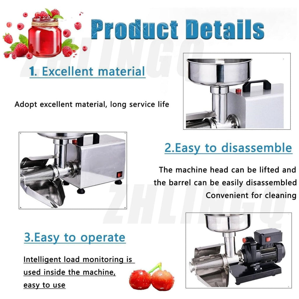 Electric Tomato Strainer Machine 330 lbs/hr 450W Stainless Steel O24595