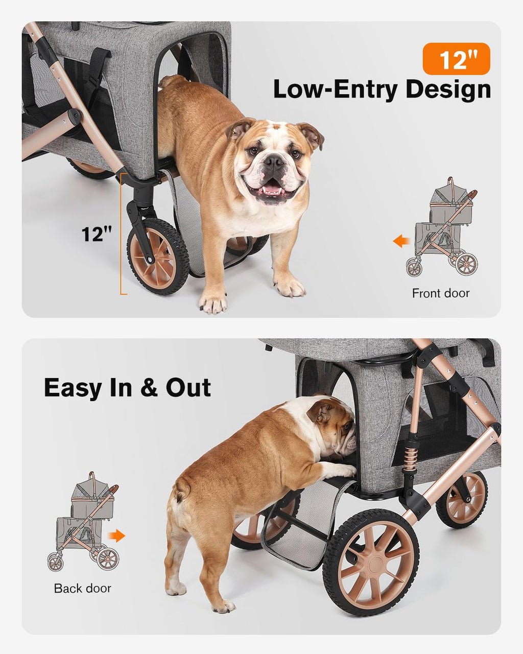 Double Pet Stroller with 2 Detachable Carriers I245997