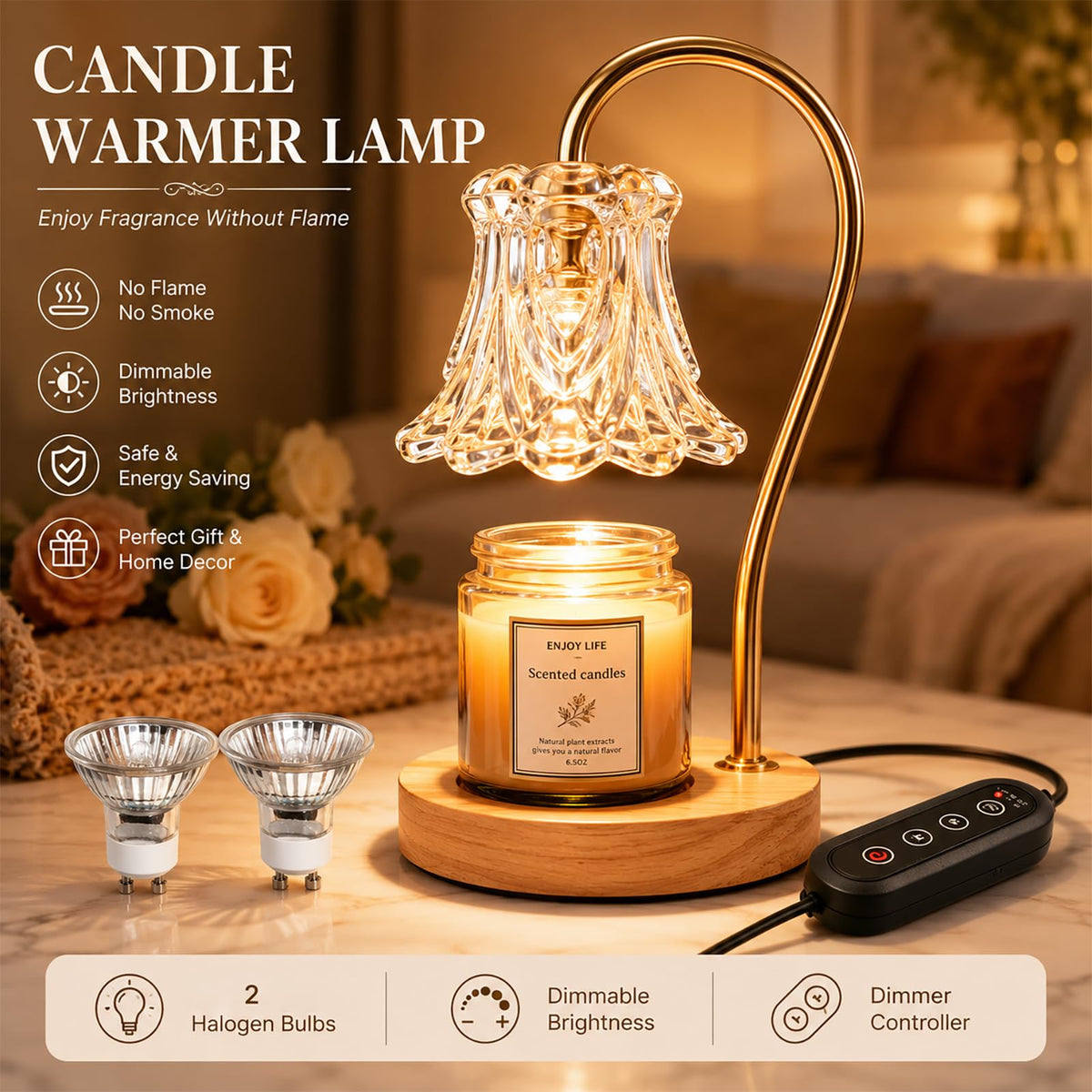 Candle Warmer Lamp with Timer Dimmable M1613