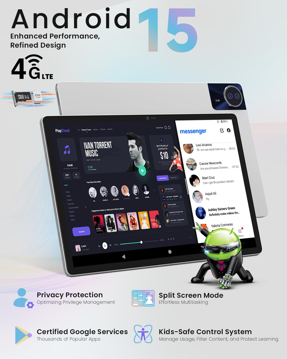 14 Inch Android 15 Tablet, 16GB RAM+256GB ROM, 1920x1200 FHD IPS Display S753