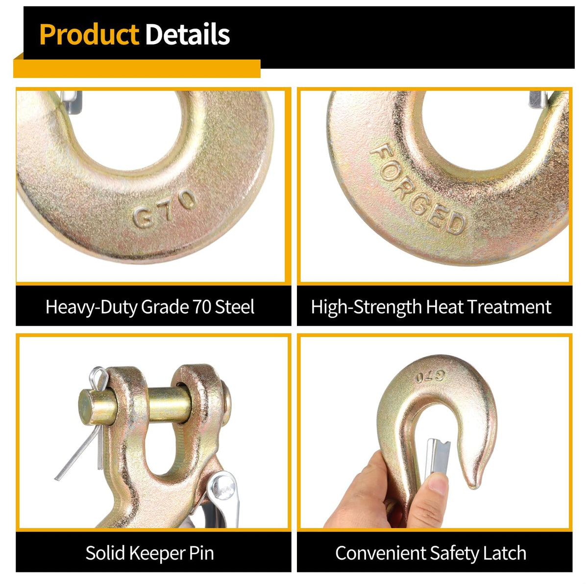 3/8-Inch Grade 70 Steel Clevis Slip Hooks 4-Pack Z206651