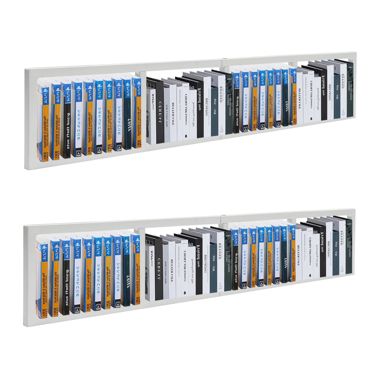 2 Pcs 34Inch White Wall Mount CD DVD Storage Shelf X505