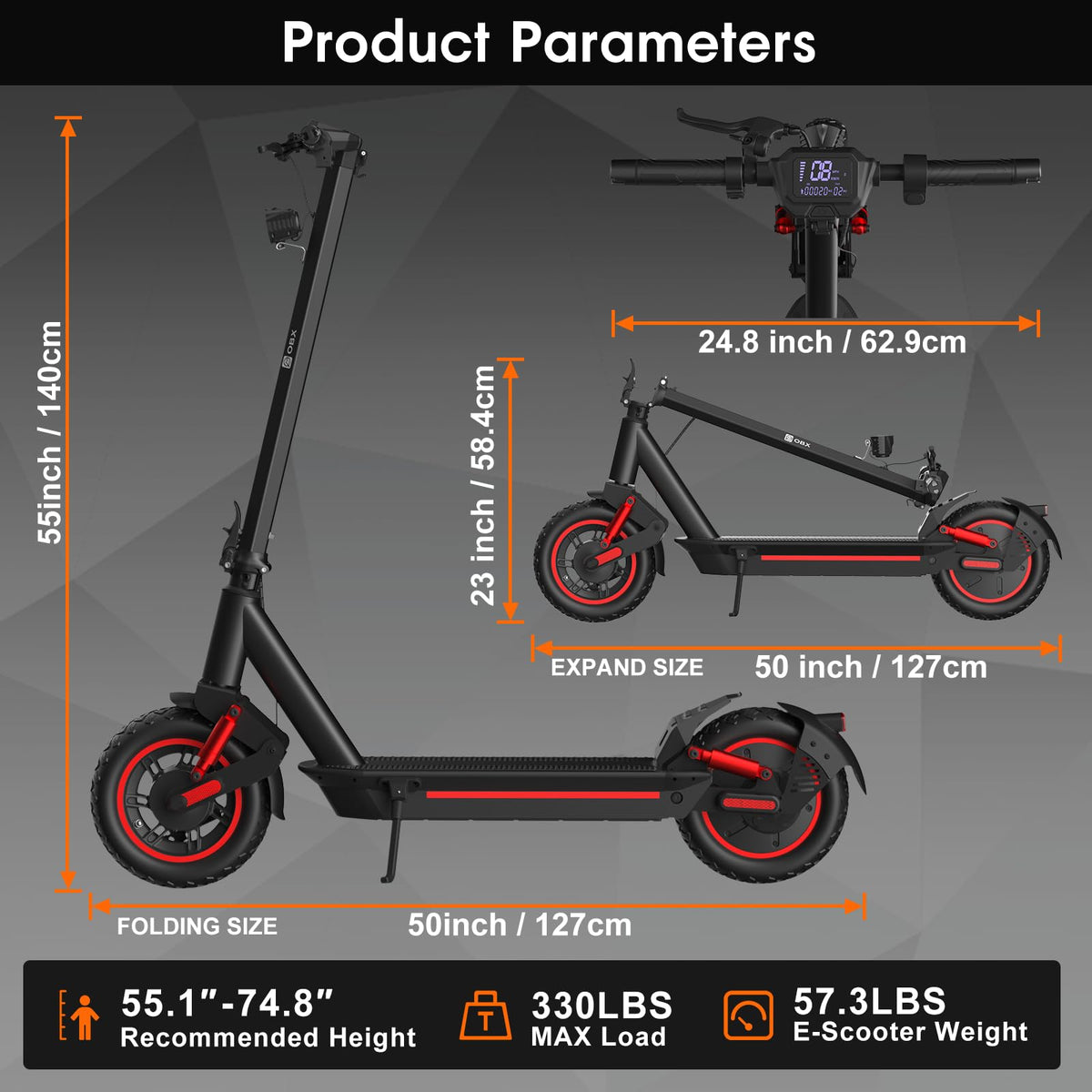1200W Motor 10" Off-Road Pneumatic Tire Electric Scooter Q8143