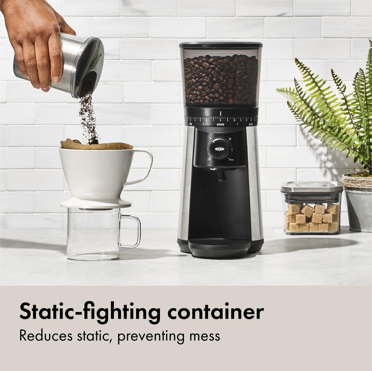 Electric Coffee Bean Grinder 12 Oz Silver B2056