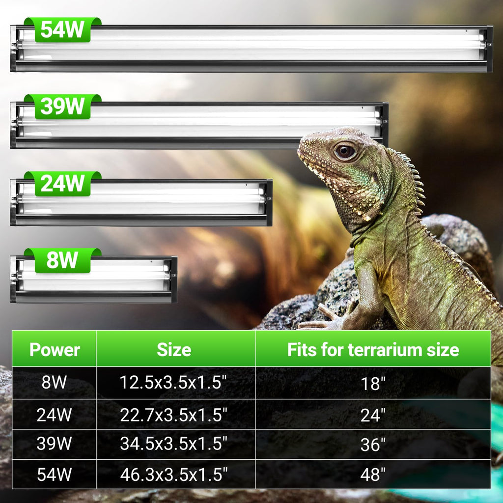 UVB Reptile Light T5 HO Combo Kit with 10.0 UVB Tube Bulb 24W-22Inch X9446