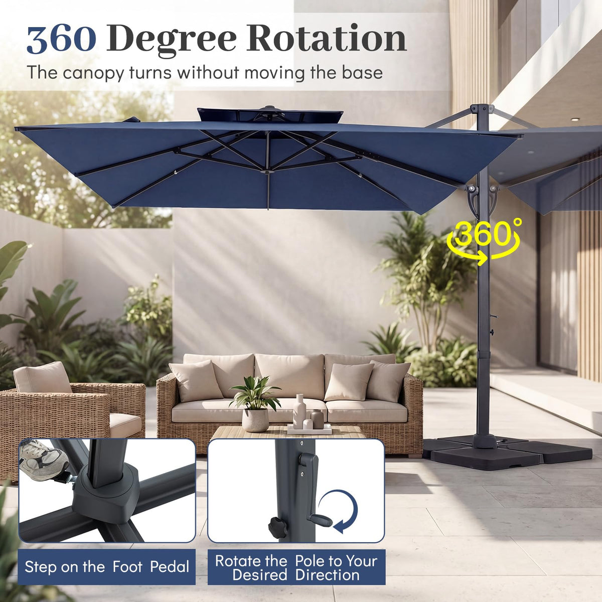 10 FT Navy Blue Cantilever Patio Umbrella M85804