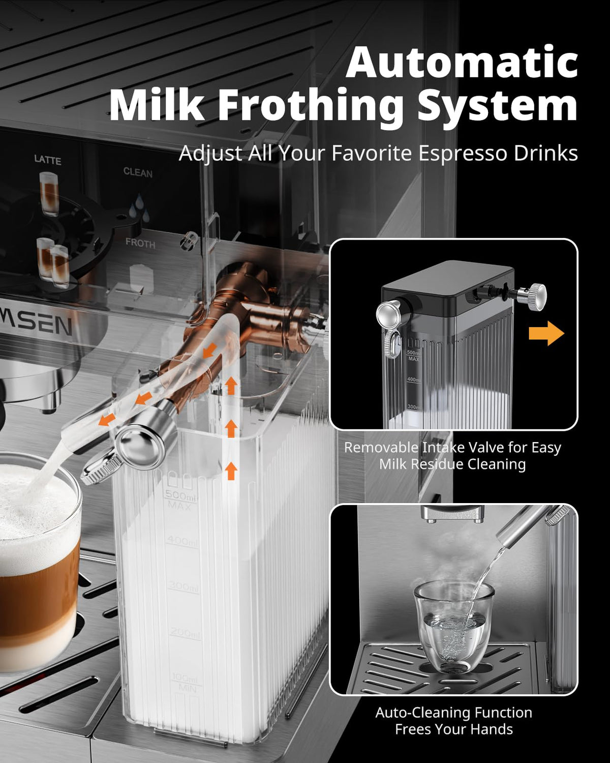 20 Bar Espresso Machine with Milk Frother, Stainless Steel, 60oz Water Tank K54497