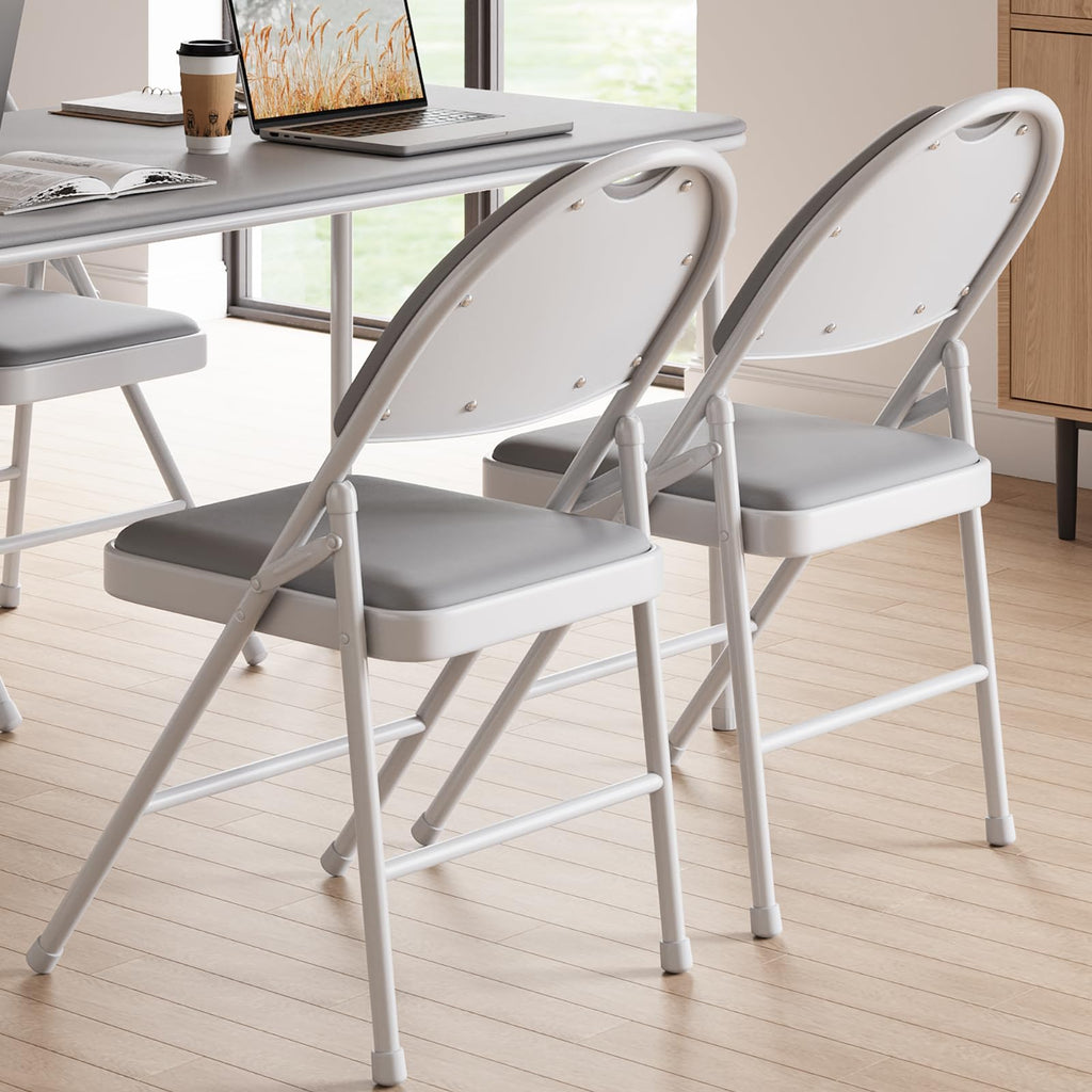 4-Pack Padded Folding Chairs Grey C7991