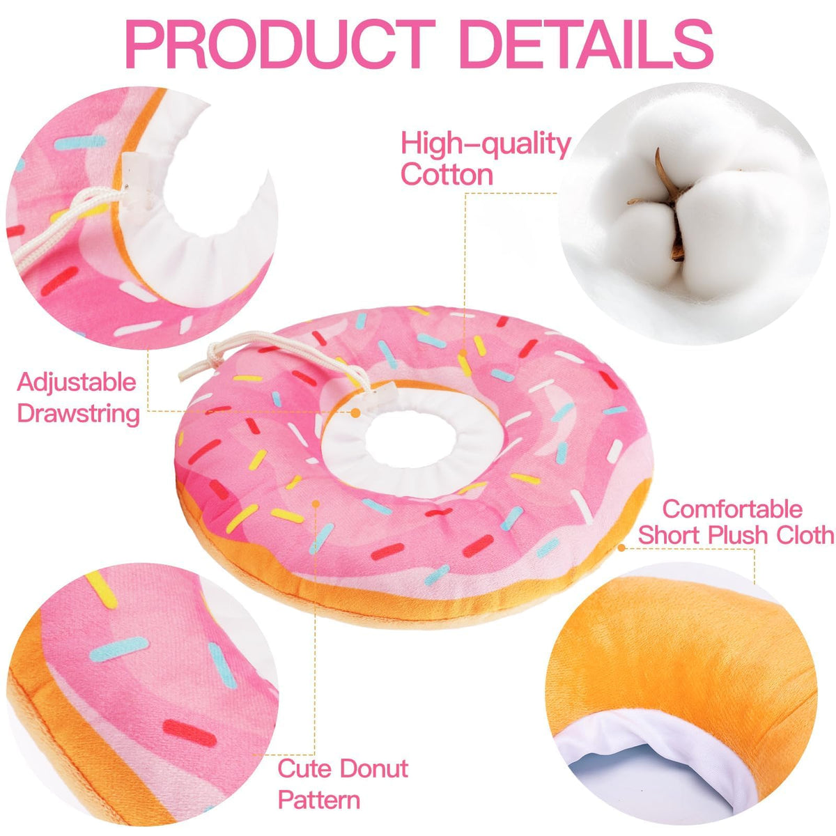 Soft Adjustable Cat Recovery Cone Collar Pink Small D306
