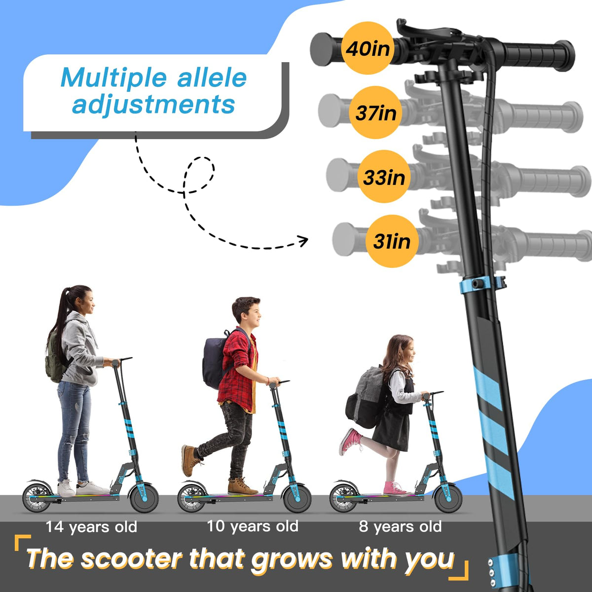 Electric Scooter Kids 8-16, 8-8.5" Solid Tires, 200-350W, UL2272 L389803