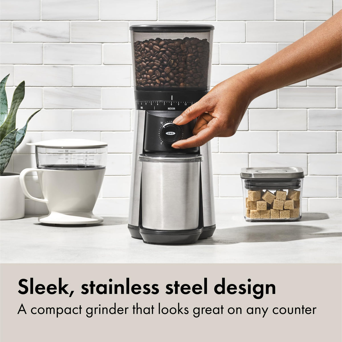 Electric Coffee Bean Grinder 12 Oz Silver B2056