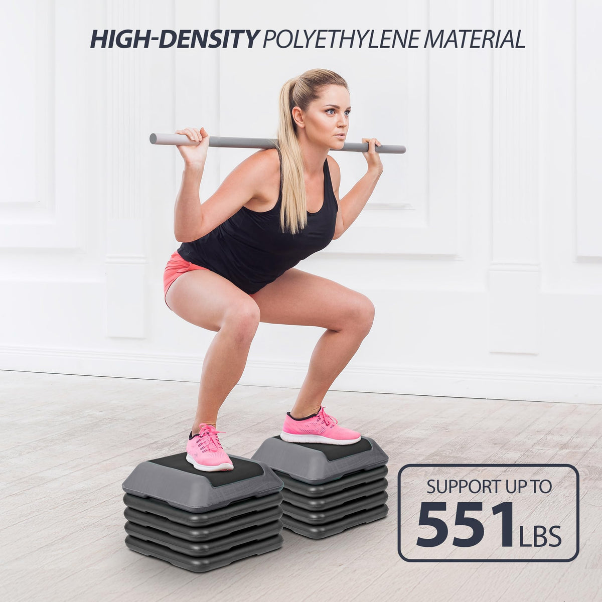 Adjustable Aerobic Step Platform with 4 Risers E956055
