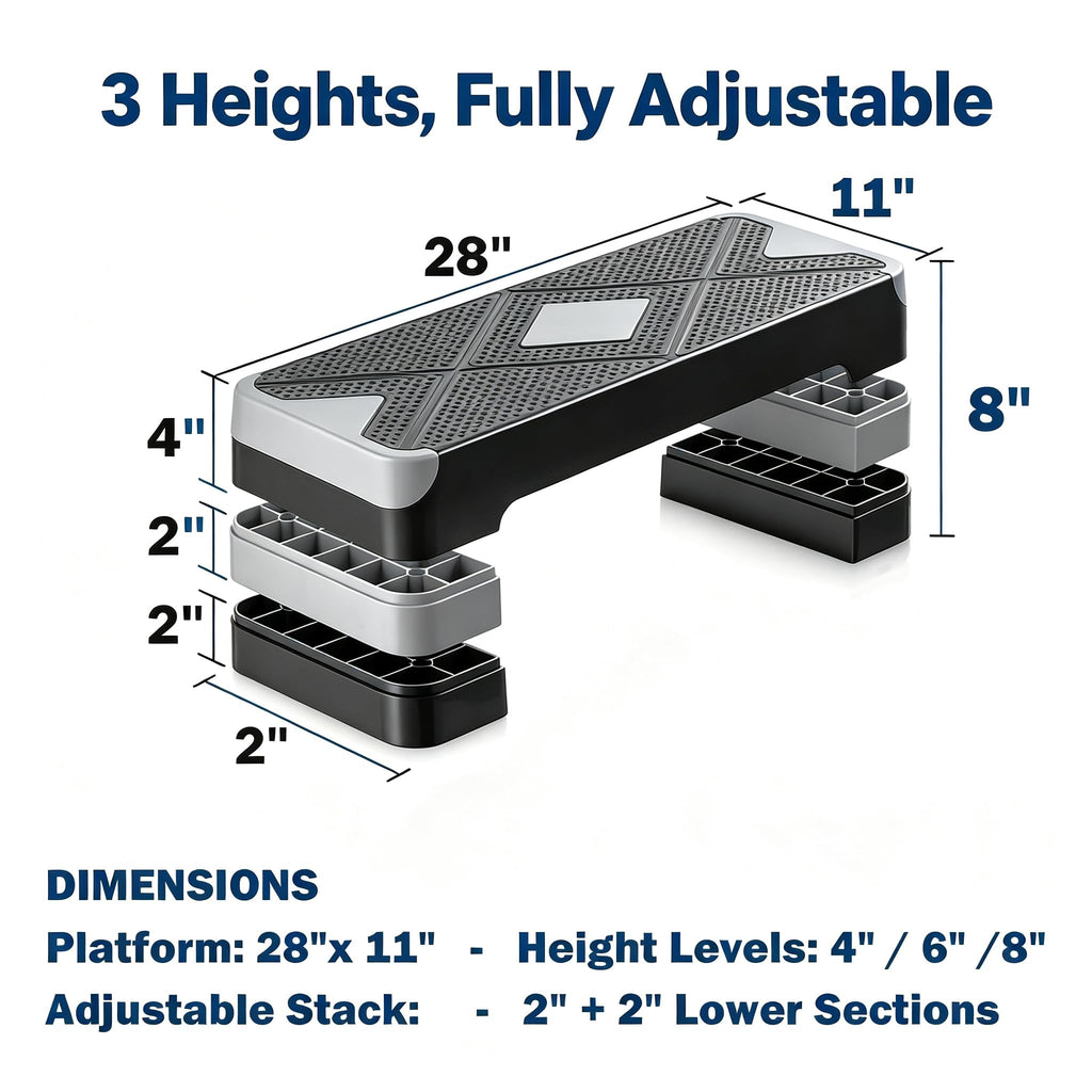 28-Inch Height Adjustable Aerobic Step Platform with 4 Risers X2045