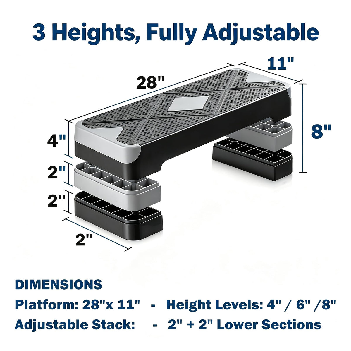 28-Inch Height Adjustable Aerobic Step Platform with 4 Risers X2045