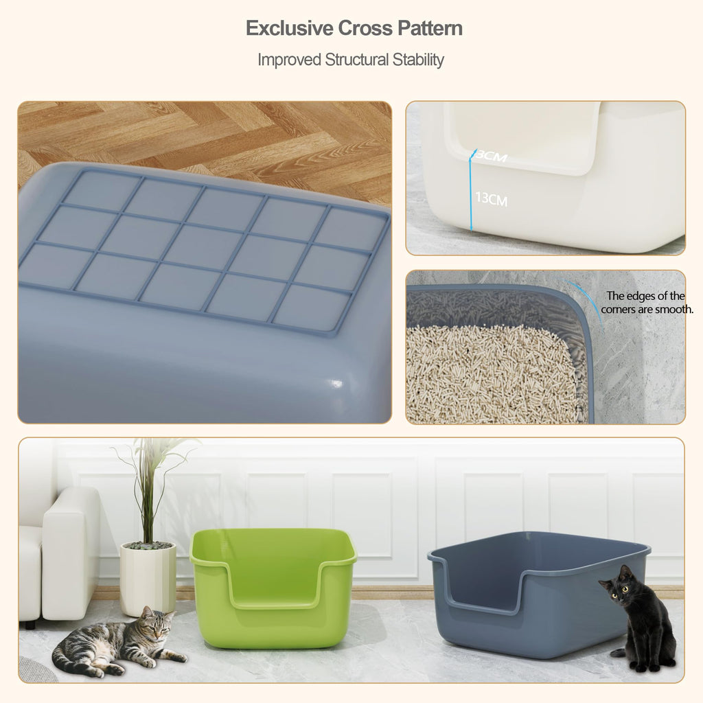 Large High Sided Cat Litter Box with Scoop 2 Pack X9417