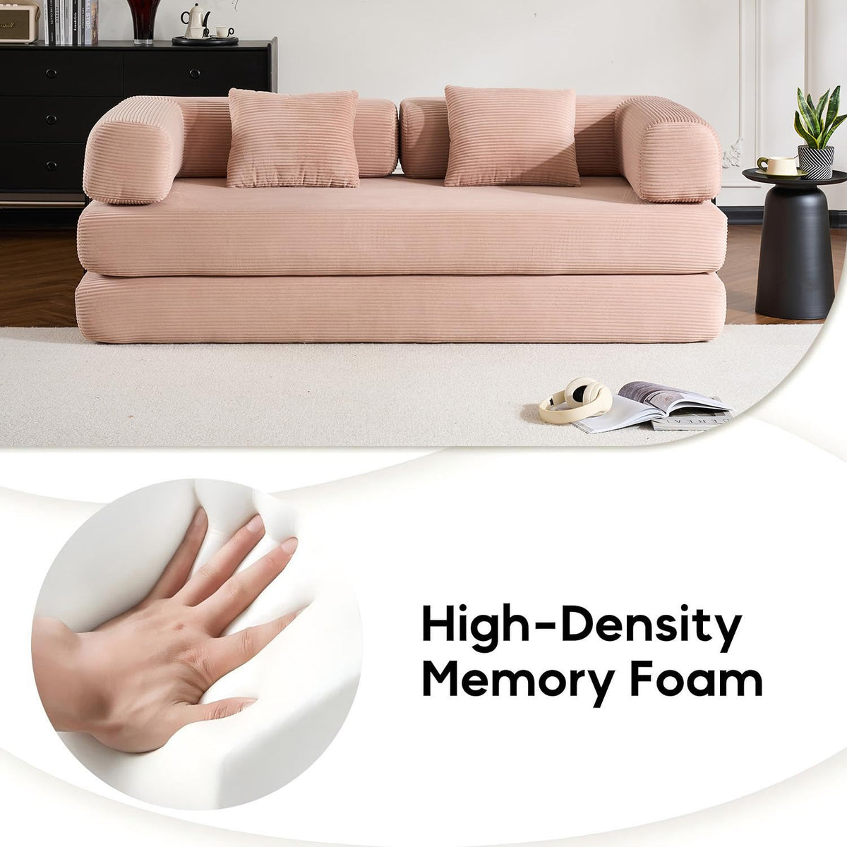 Pink Convertible Floor Sofa Bed D789
