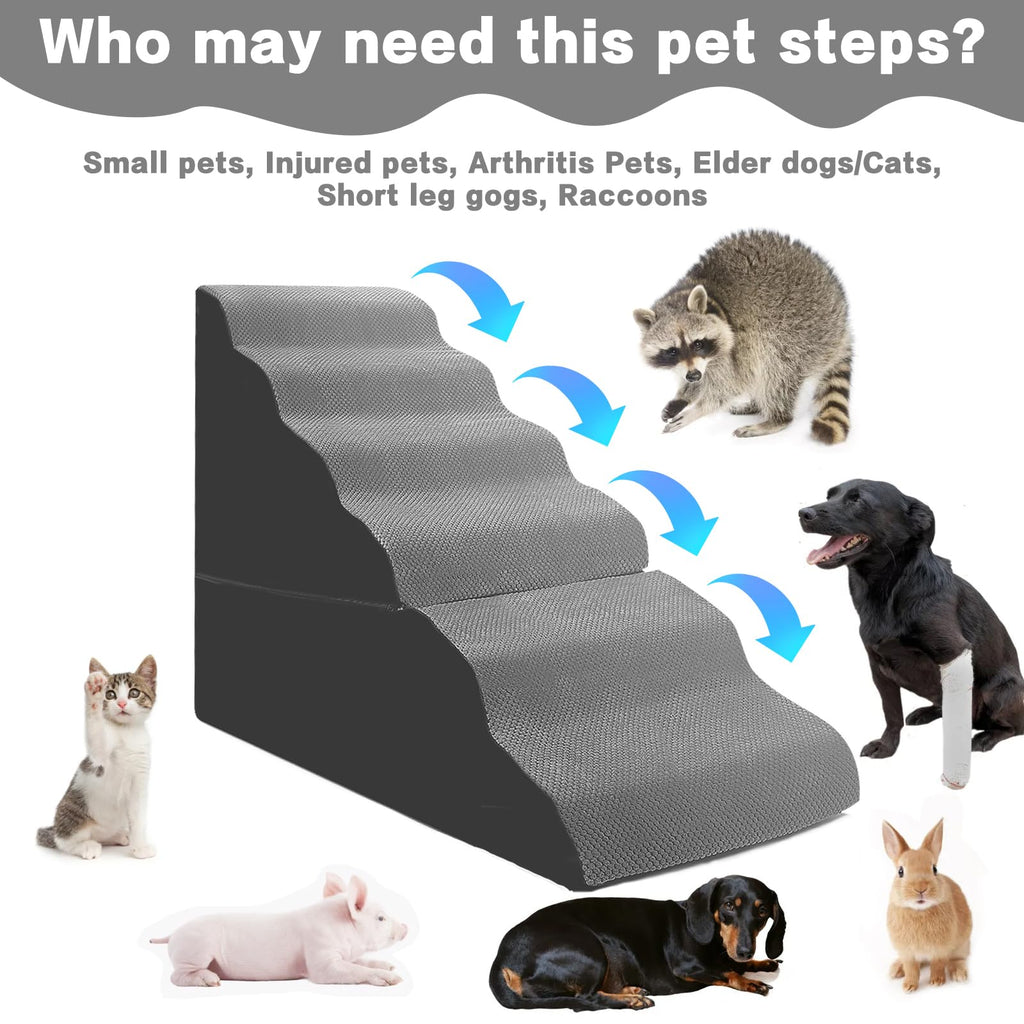 6-Step Grey Foam Dog Stairs Q373