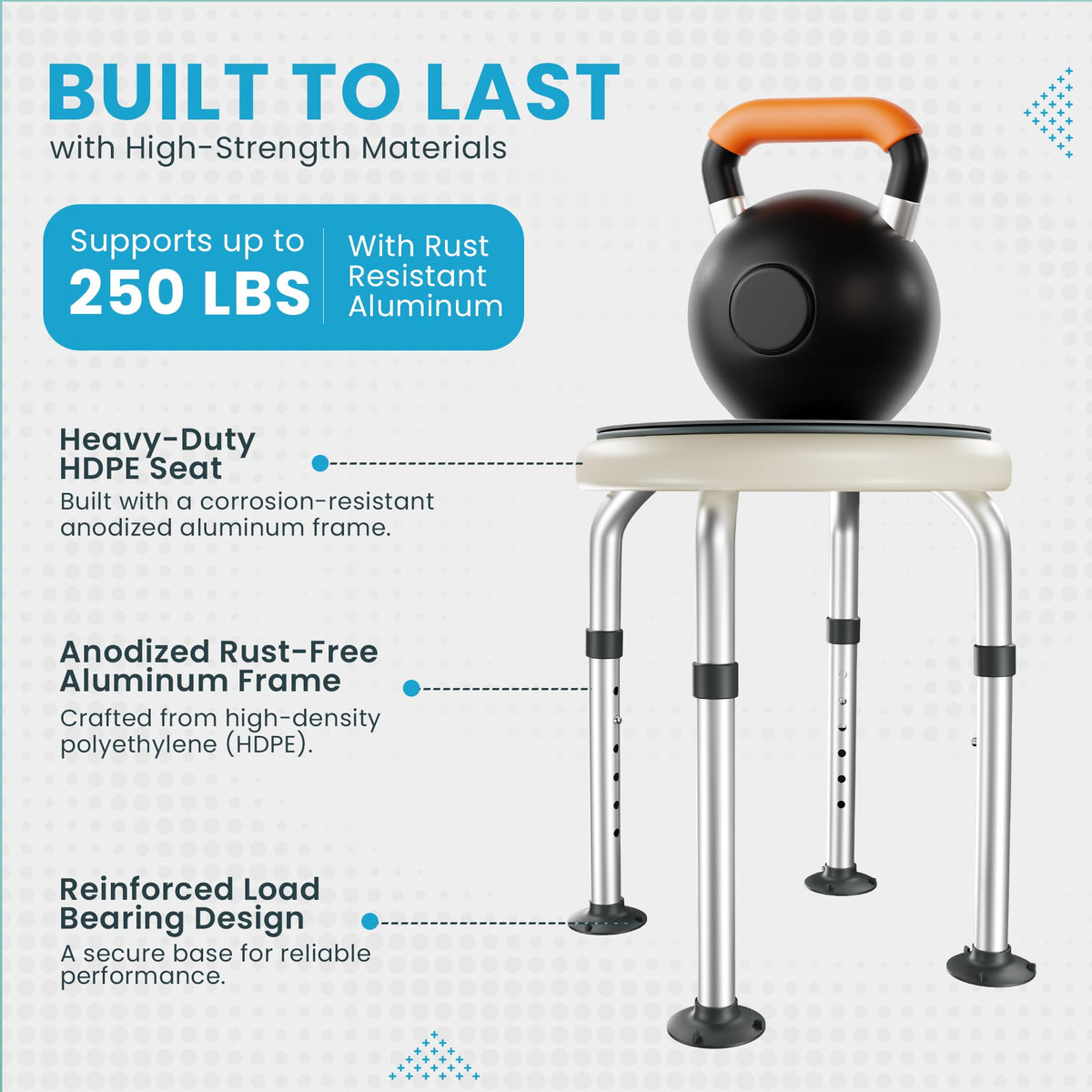 Adjustable Swivel Shower Stool with Non-Slip Feet M15110