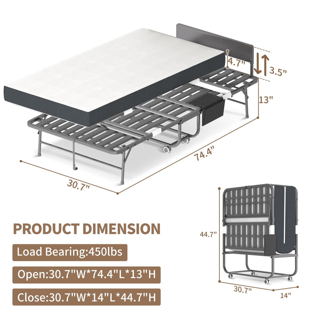 Folding Bed with Mattress & Headboard K423964