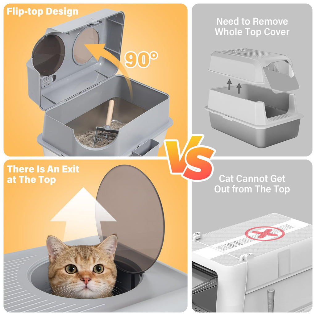 XL Stainless Steel Enclosed Cat Litter Box with Lid X191