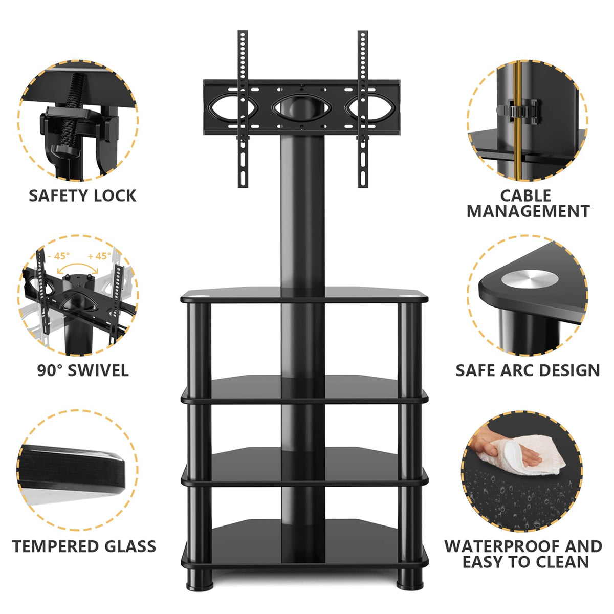 4-Tiers Swivel TV Stand for 32-70 inch TVs N8179