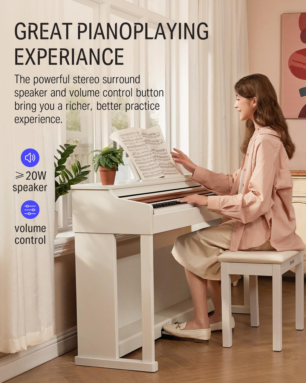 88-Key Weighted Action Digital Piano with Furniture Stand S553