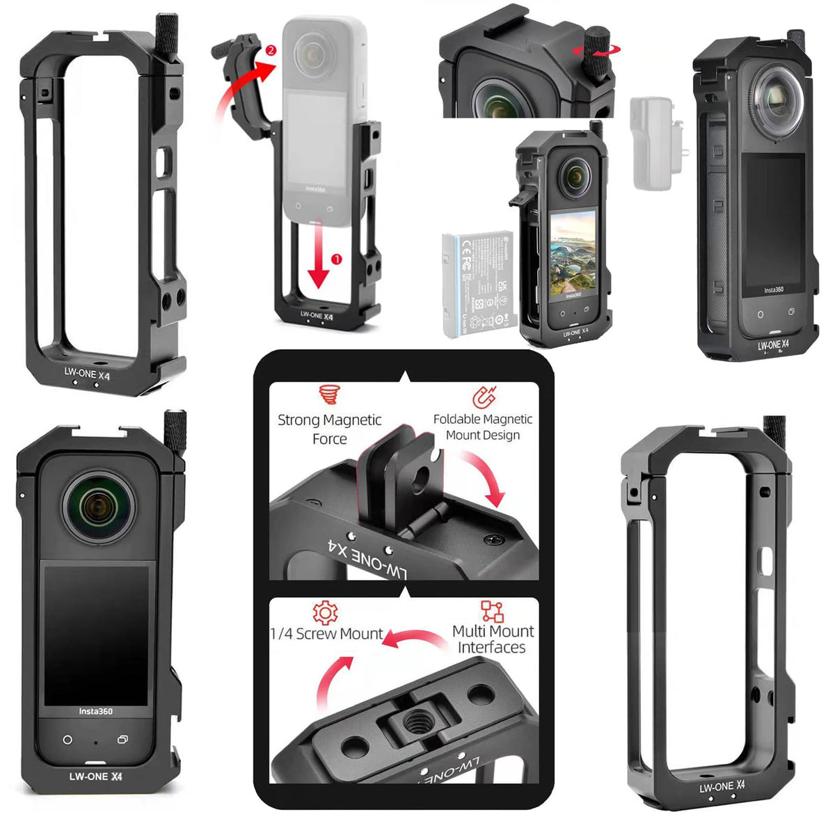 Aluminum Frame Cage Case Bag Glass Lens Guard Set Screen Protector O4569