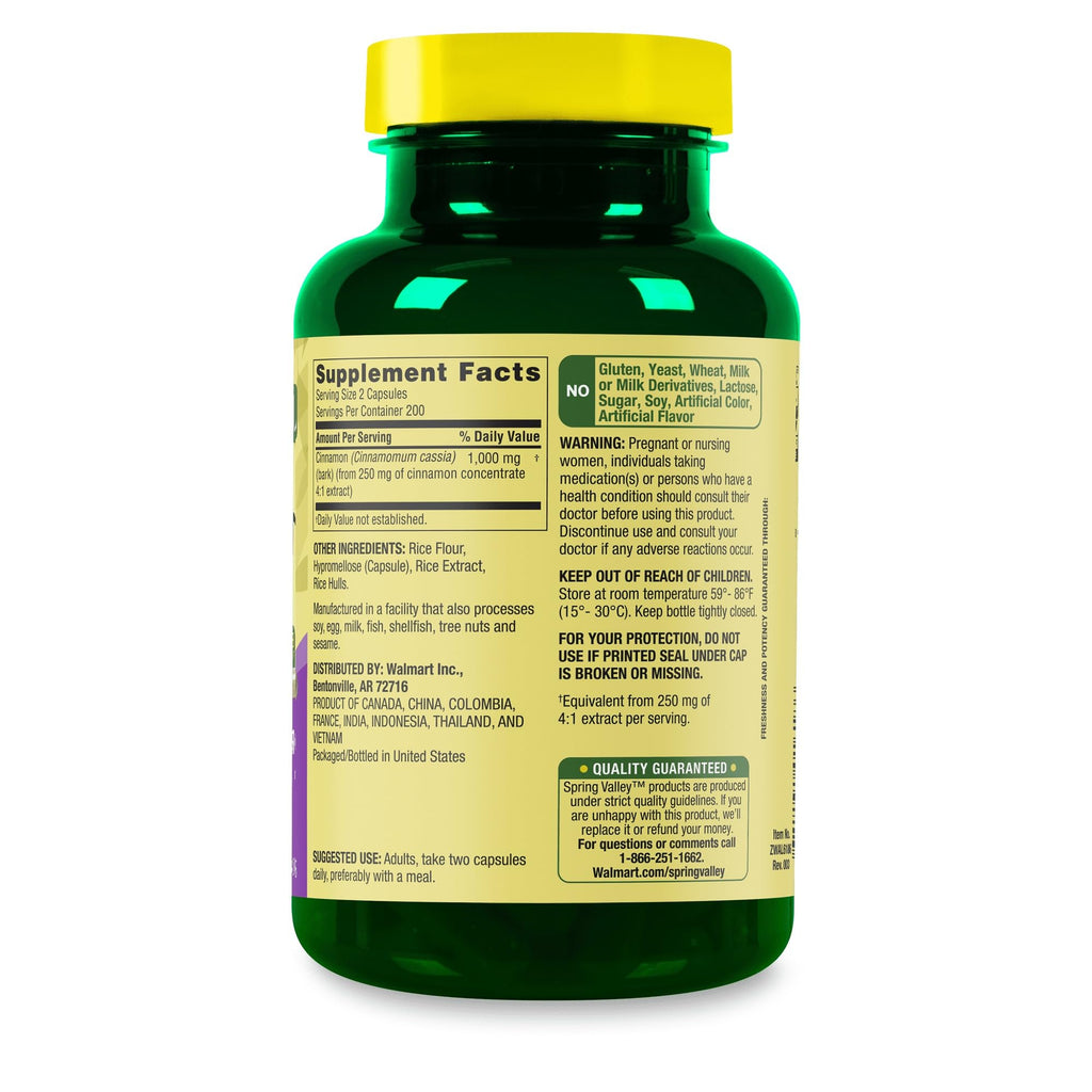 Cinnamon 1000 mg Vegetarian Capsules Herbal Supplement H814269