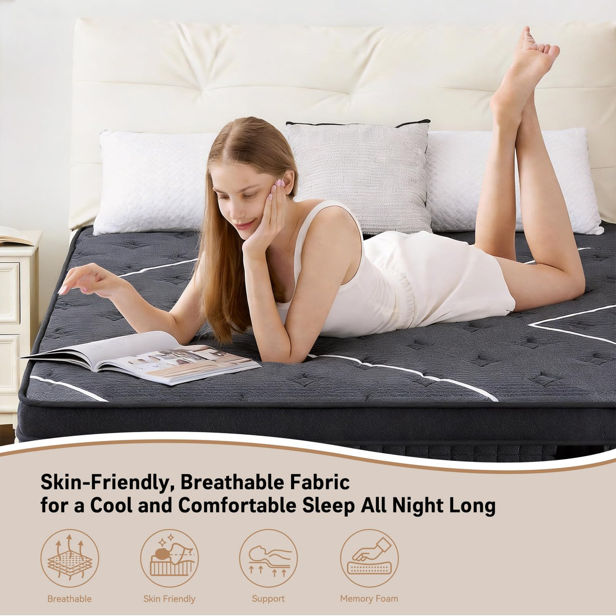 Full Size 12 Inch Gel Memory Foam Pocket Spring Mattress B3593
