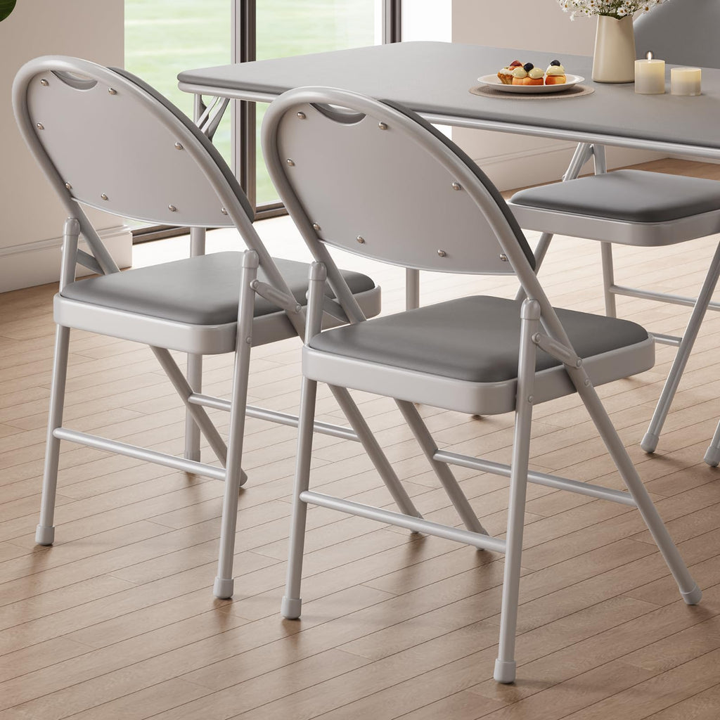 4-Pack Padded Folding Chairs Grey C7991