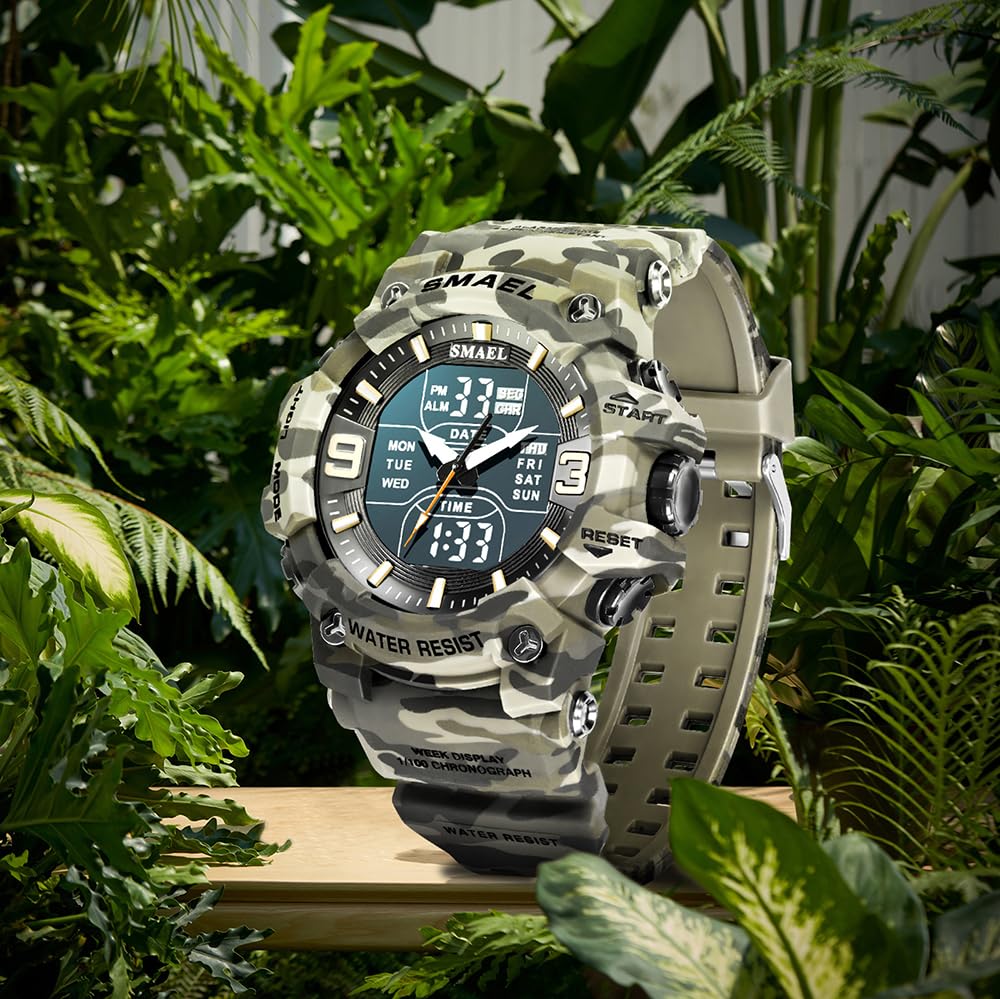 Men Tactical Analog Digital Sport Watch 50M LED I524
