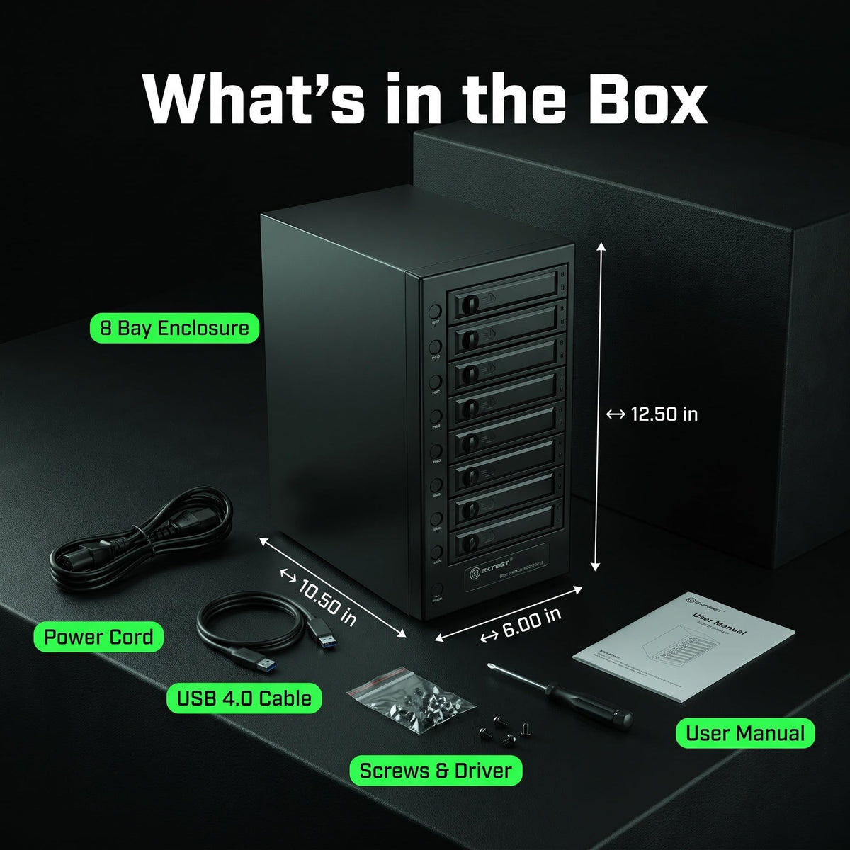 USB 4.0 40Gbps Type-C 8 Bay 2.5 Inch and 3.5 Inch SATA Hard Drive Enclosure F297