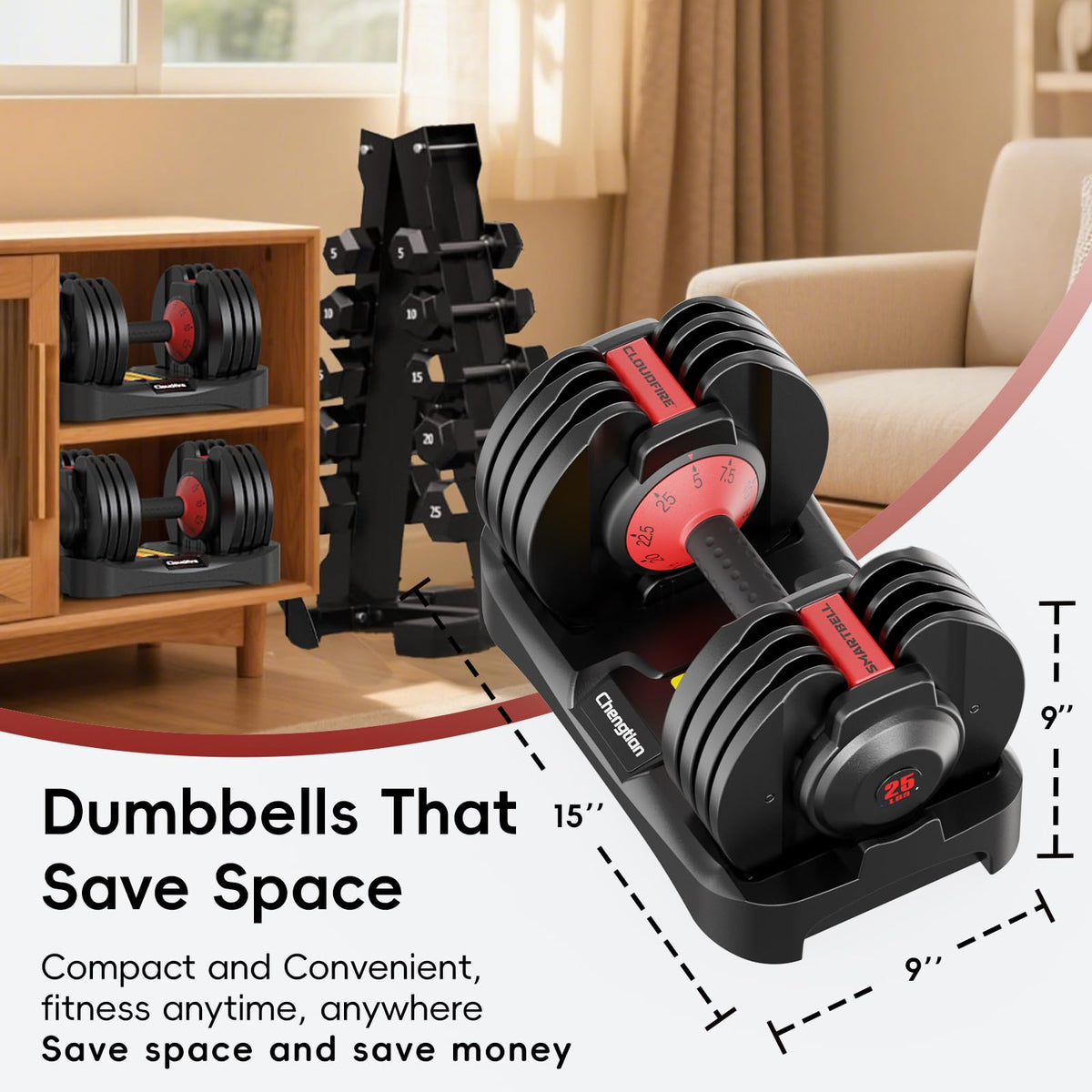 Adjustable Dumbbell Set of 2 with Anti-Slip Handle R564123