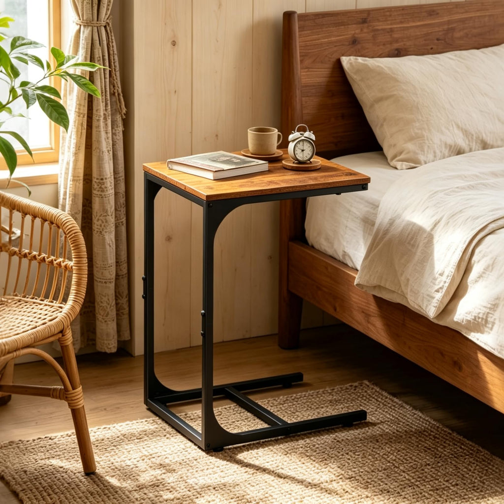 C-Shaped End Table Set of 2 Metal Frame J614
